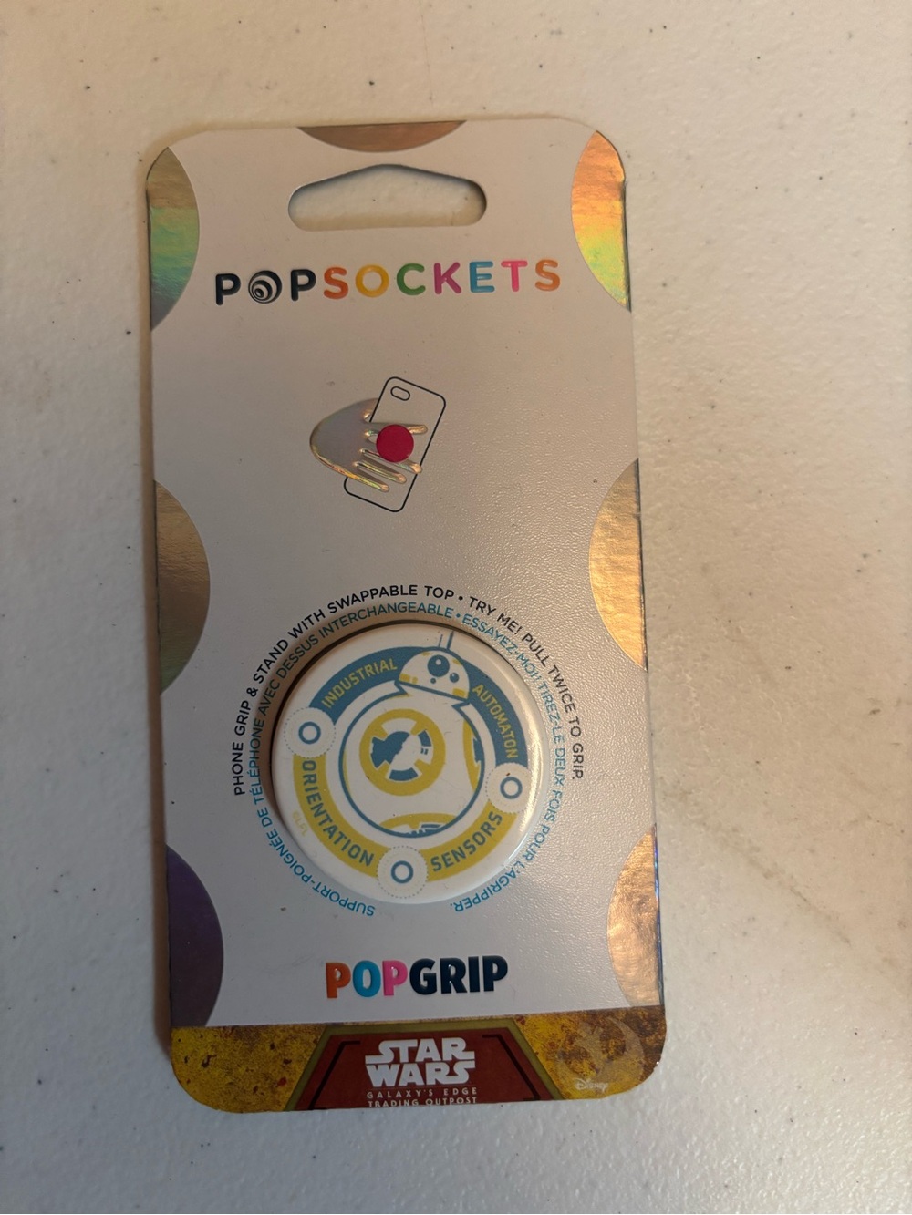 PopSocket PopGrip White and Gold Star Wars BB-8 Themed Phone Grip